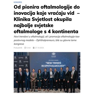 Klinika Svjetlost okupila najbolje svjetske oftalmologe s 4 kontinenta (Poduzetnik)