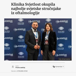 Klinika Svjetlost organizirala 15. jubilarni CSCRS kongres  (Pobjeda)