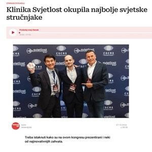 Klinika Svjetlost organizirala CSCRS kongres (Večernji list BiH)